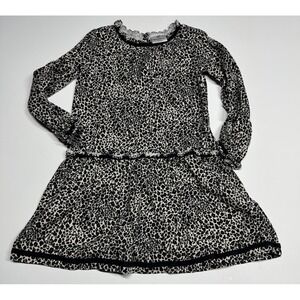 Hanna Andersson Dropwaist Leopard Animal Print Dress Girls Size 120 US 6 Ruffles